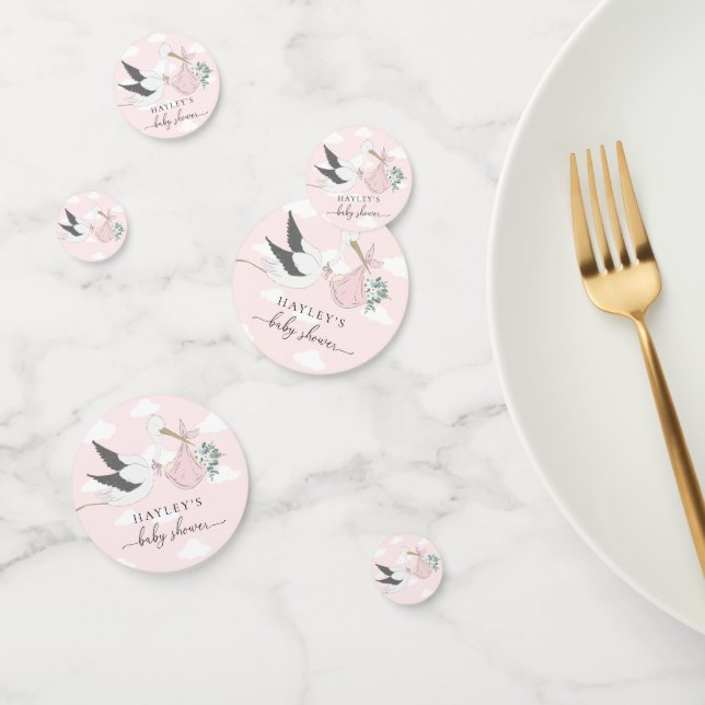 Confettis Baby shower de cigogne rose (Groupe)