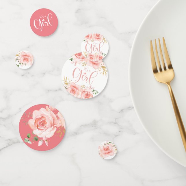 Confettis Baby shower de fille rose et or (Groupe)