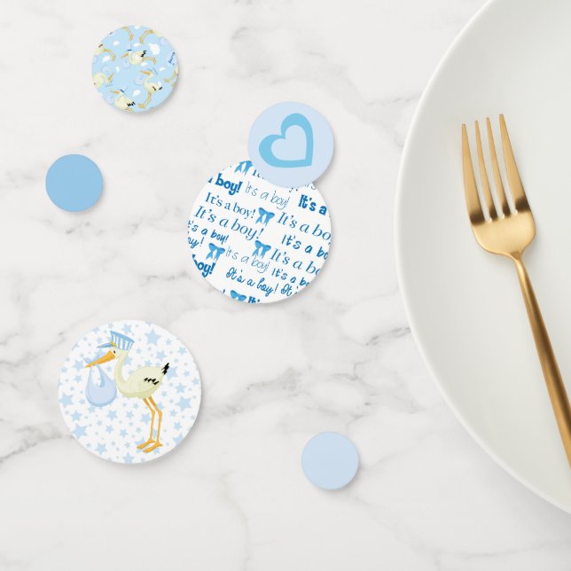 Confettis Baby shower de garçon de la cigogne bleue (Groupe)