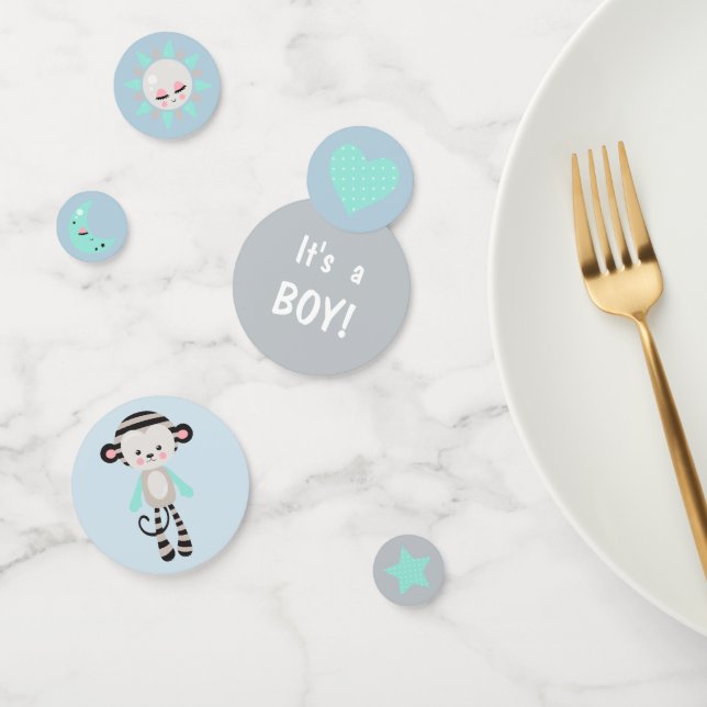Confettis Baby shower de Garçon de singe Plushie (Groupe)