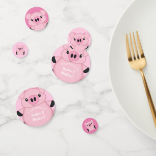 Confettis Baby shower de porc ferme fille rose