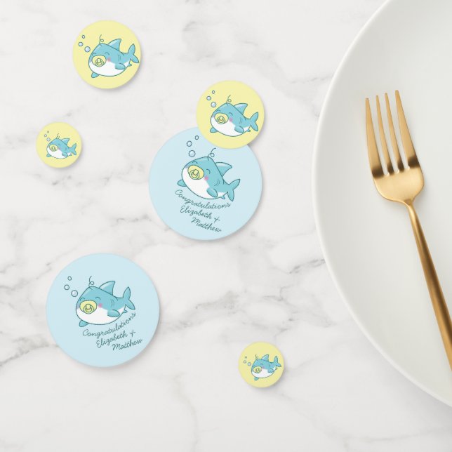 Confettis Baby shower de requin mignon Kawaii (Groupe)