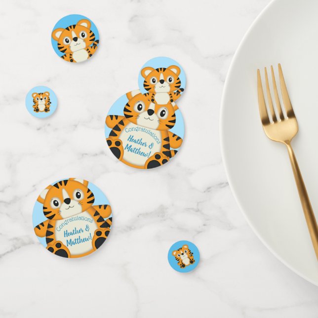 Confettis Baby shower de tigre bleu (Groupe)