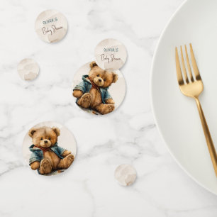 Confettis Baby shower d'ours en peluche à l'aquarelle brun d