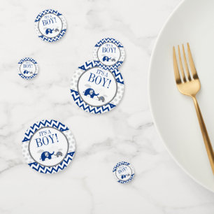 Confettis Baby shower éléphant Navy Blue Grey Boy