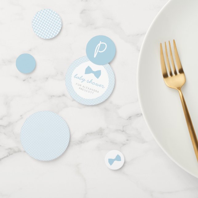 Confettis Baby shower en vichy bleu (Groupe)
