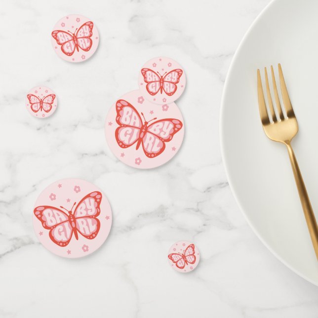 Confettis Baby shower papillon rose pour bébé (Groupe)