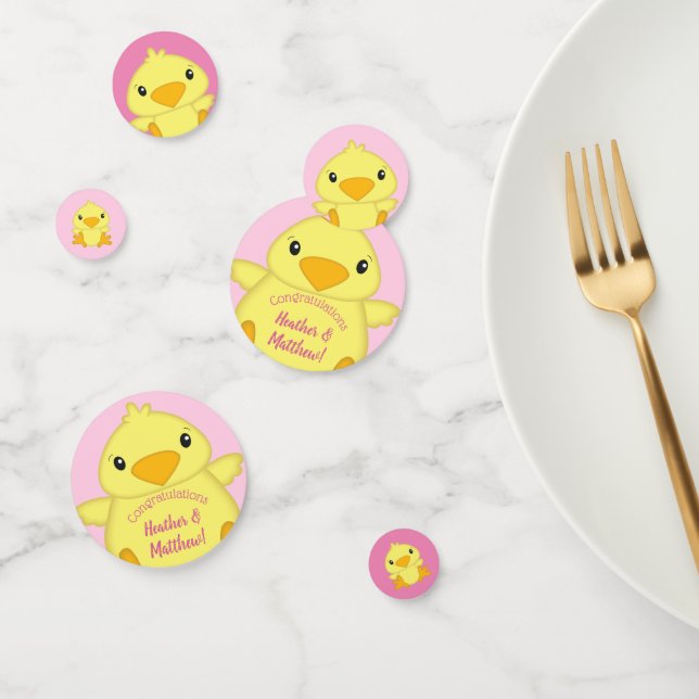 Confettis Baby shower rose (Groupe)