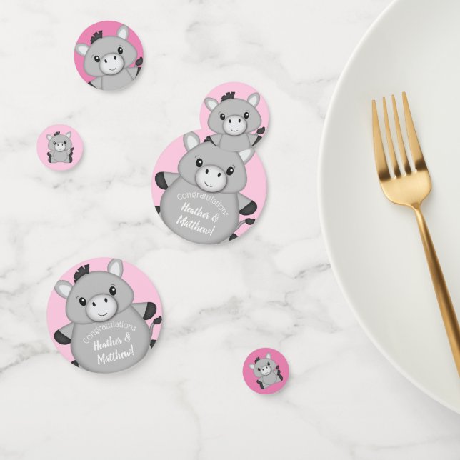 Confettis Baby shower rose âne (Groupe)