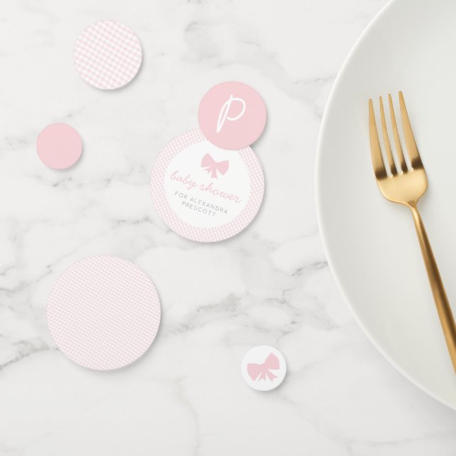 Confettis Baby shower rose en vichy (Groupe)