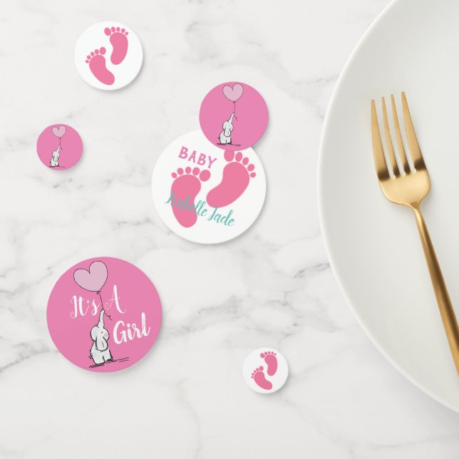 Confettis Baby shower rose personnalisé (Groupe)