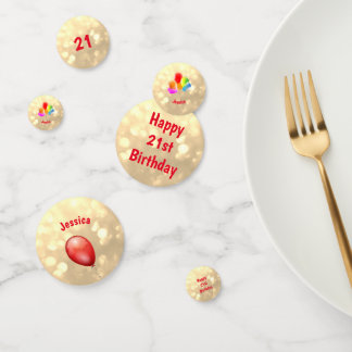 Confettis Ballons colorés Joyeux 21e anniversaire design