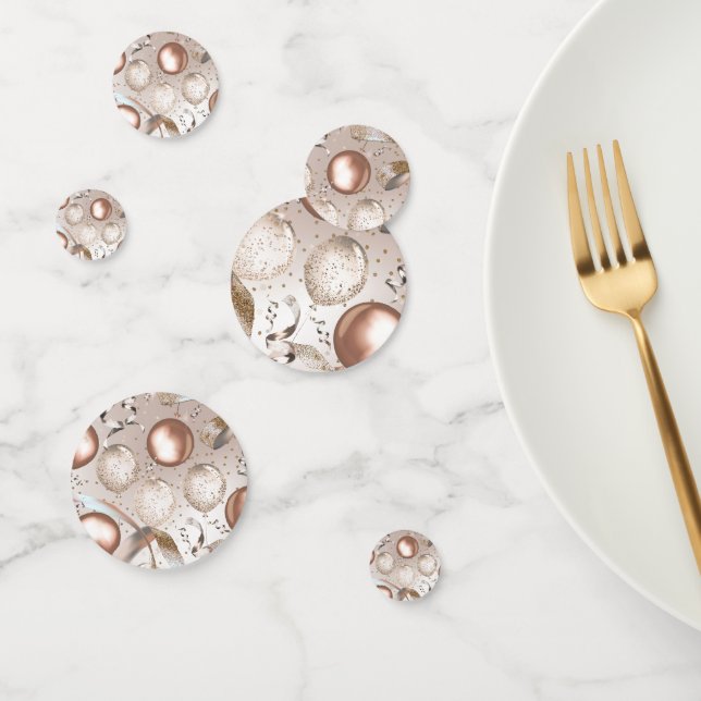 Confettis Ballons de fête d'anniversaire Rose Gold Rose Pail (Groupe)