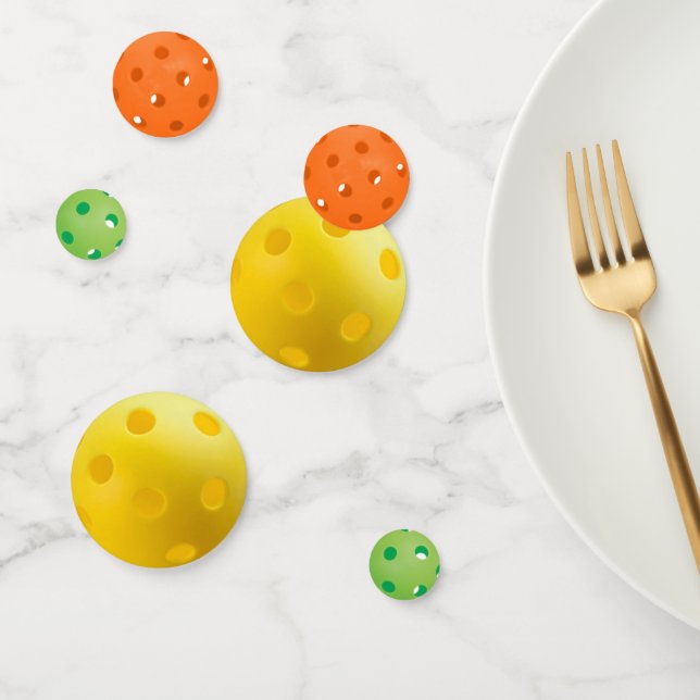 Confettis Ballons de Pickleball Jaune, Vert et Orange (Groupe)