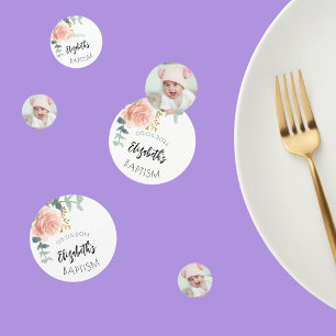 Confettis Baptême fille rose or photo