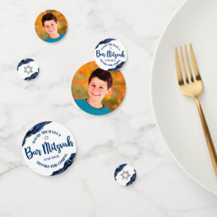 Confettis Bar Mitzvah Bold Modern Navy Blue Agate Script