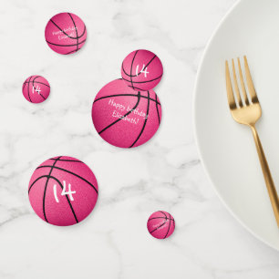 Confettis basket rose filles sport fête d'anniversaire