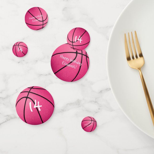 Confettis basket rose filles sport fête d'anniversaire (Groupe)