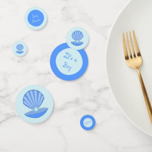 Confettis Bébé bleu Coquille d'huîtres et Baby shower Pearl