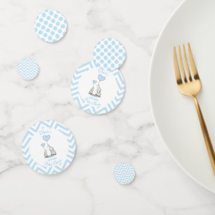 Confettis Bébé Éléphant Bleu Personnalisé Baby Shower