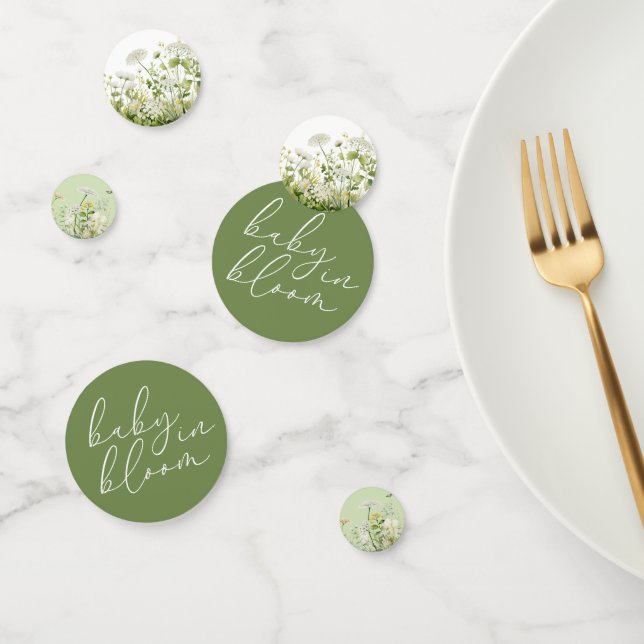 Confettis Bébé vert en fleurs Baby shower Fleur sauvage flor (Groupe)