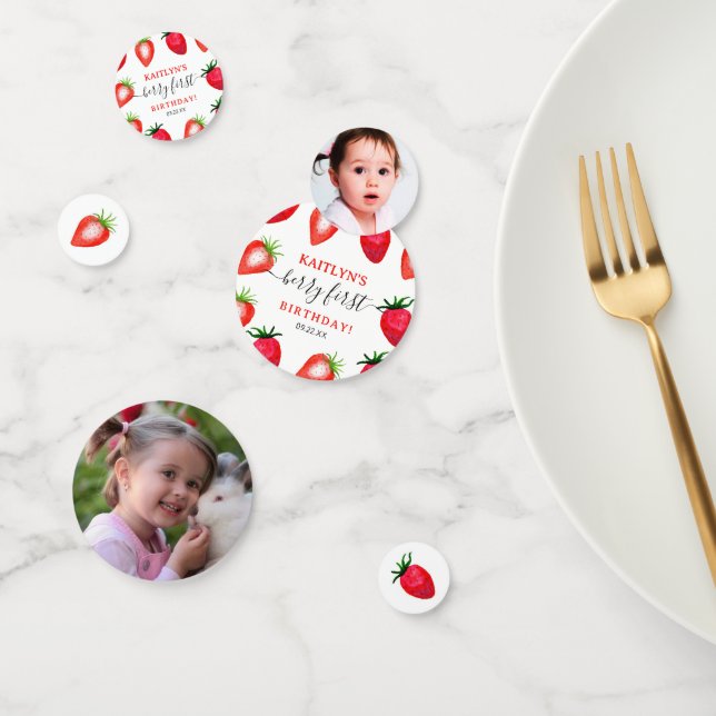 Confettis Berry aux fraises sucrées Premier 1er anniversaire (Groupe)