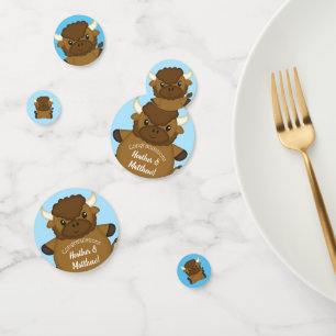 Confettis Bison Buffalo Baby shower Bleu