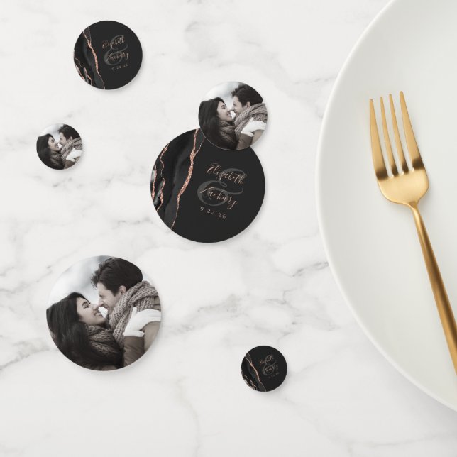 Confettis Black Agate Rose Parties scintillant or Photo Dark (Groupe)