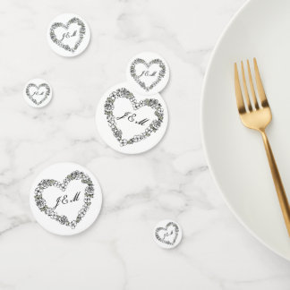 Confettis Black and White Floral Heart Wedding Table Confett