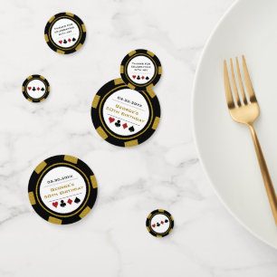 Confettis Black Gold Poker Chip Las Vegas Anniversaire