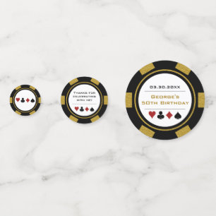 Confettis Black Gold Poker Chip Las Vegas Anniversaire