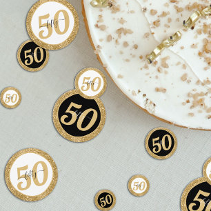 Confettis Black & White Gold Parties scintillant 50 Cinquant