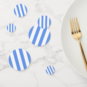 Confettis Bleu barbeau et rayures blanches