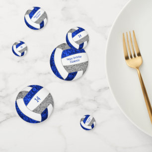 Confettis bleu gris filles volleyball anniversaire personnal