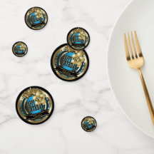 Blue et or Metallic Joyeux Anniversaire Star