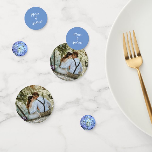 Confettis Blue Moon Floral Hydrangea Mariage personnalisé Co (Groupe)