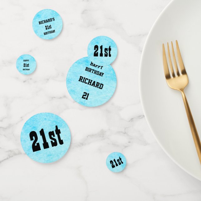 Confettis Blue Personnalisé 21e anniversaire (Groupe)