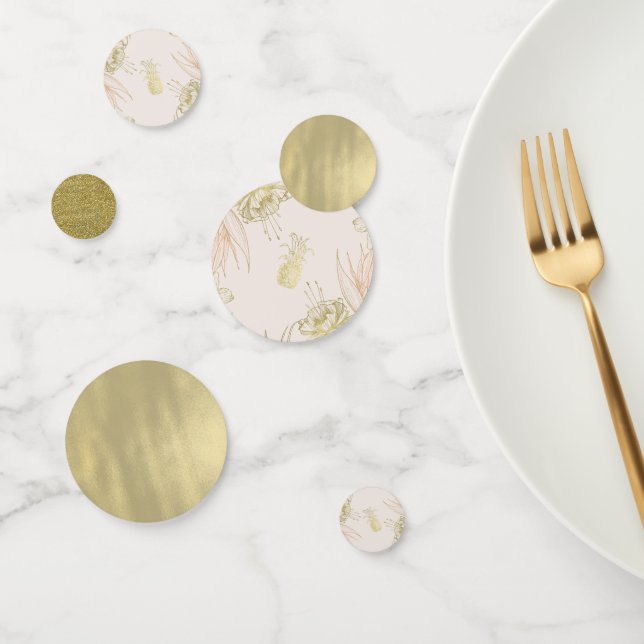 Confettis Blush Pink Gold Tropical Pineappical Botanical Par (Groupe)