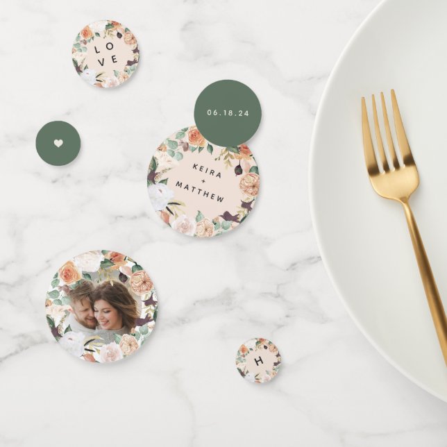 Confettis Boho Blooms Floral moderne Mariage personnalisé (Groupe)