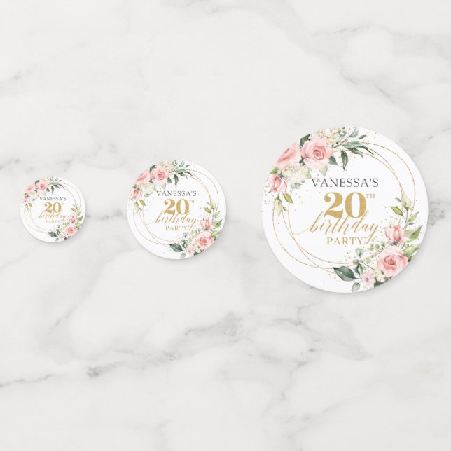 Confettis Boho roses rose rousse parties scintillant or 20e  (Devant)