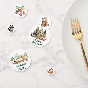 Confettis Bois Animaux Camping Baby shower d'aventure