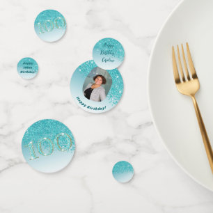 Confettis Bonne 100e anniversaire Chic Turquoise Parties sci