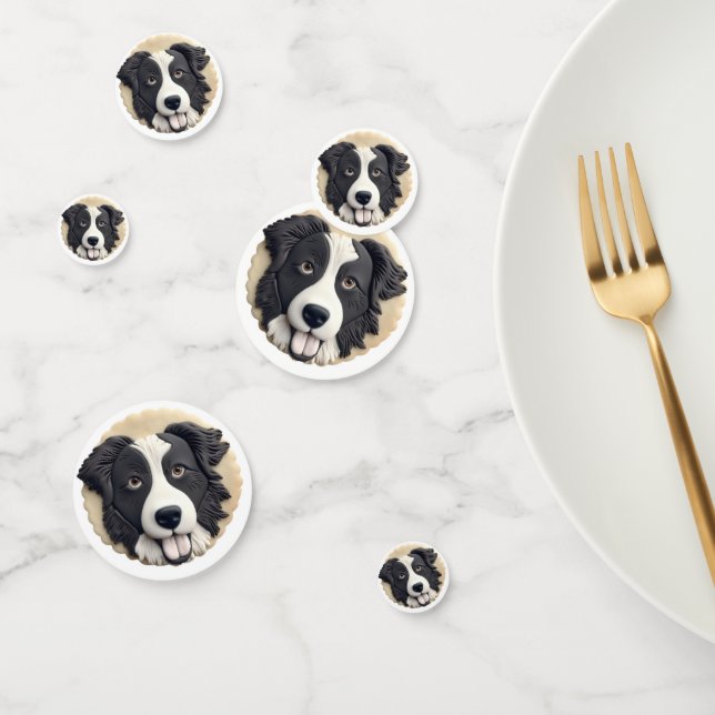 Confettis Bordure Collie Chien 3D inspiré (Groupe)