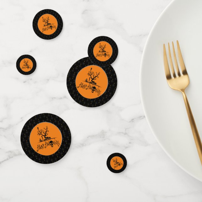 Confettis Bordure noire Joyeux Halloween Grave Yard (Groupe)
