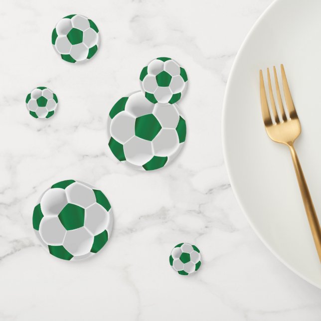 Confettis Boule de football vert foncé et blanc (Groupe)