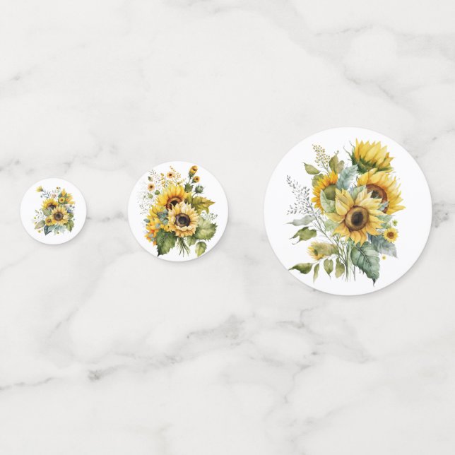 Confettis Bouquets de tournesols jaunes (Devant)
