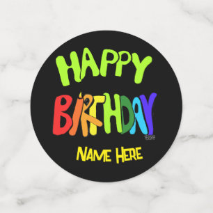 Confettis Bright and Happy Birthday Nom personnalisé