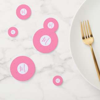 Confettis Carrés ondulés rose clair initiale personnalisée