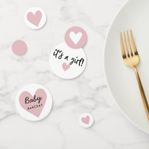 Confettis c'est une fille Baby shower de coeur rose moderne