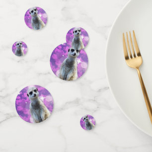 Confettis Charme chatoyant : Meerkat sur Pink Bokeh Arrière